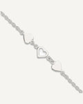 Sterling Silver Three Hearts 8 inch Plus 1 inch Extender - Total 9 inch Anklet – View 1