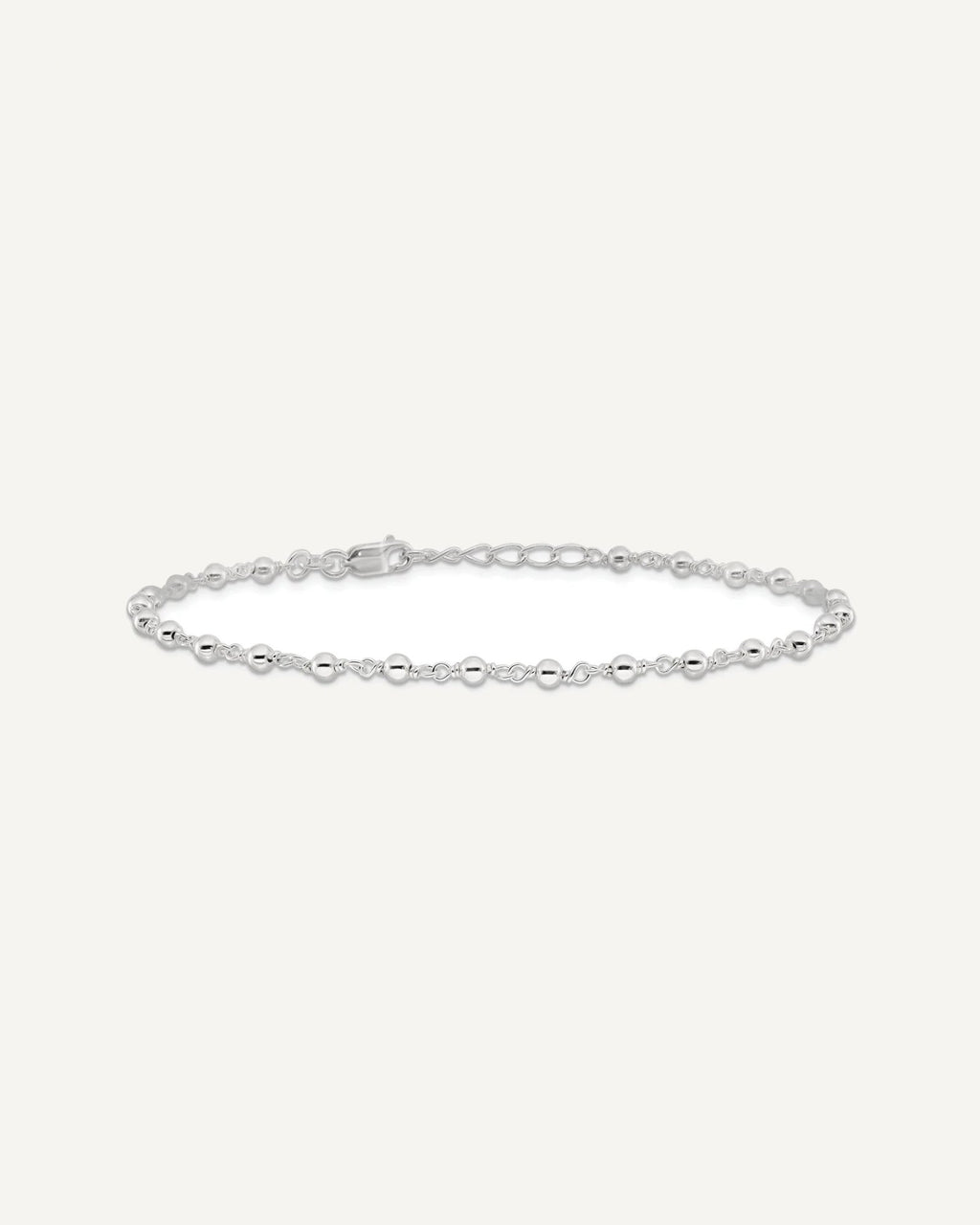 Sterling Silver Beaded 9 inch Plus 1 inch Extender - Total 10 inch Anklet – View 4