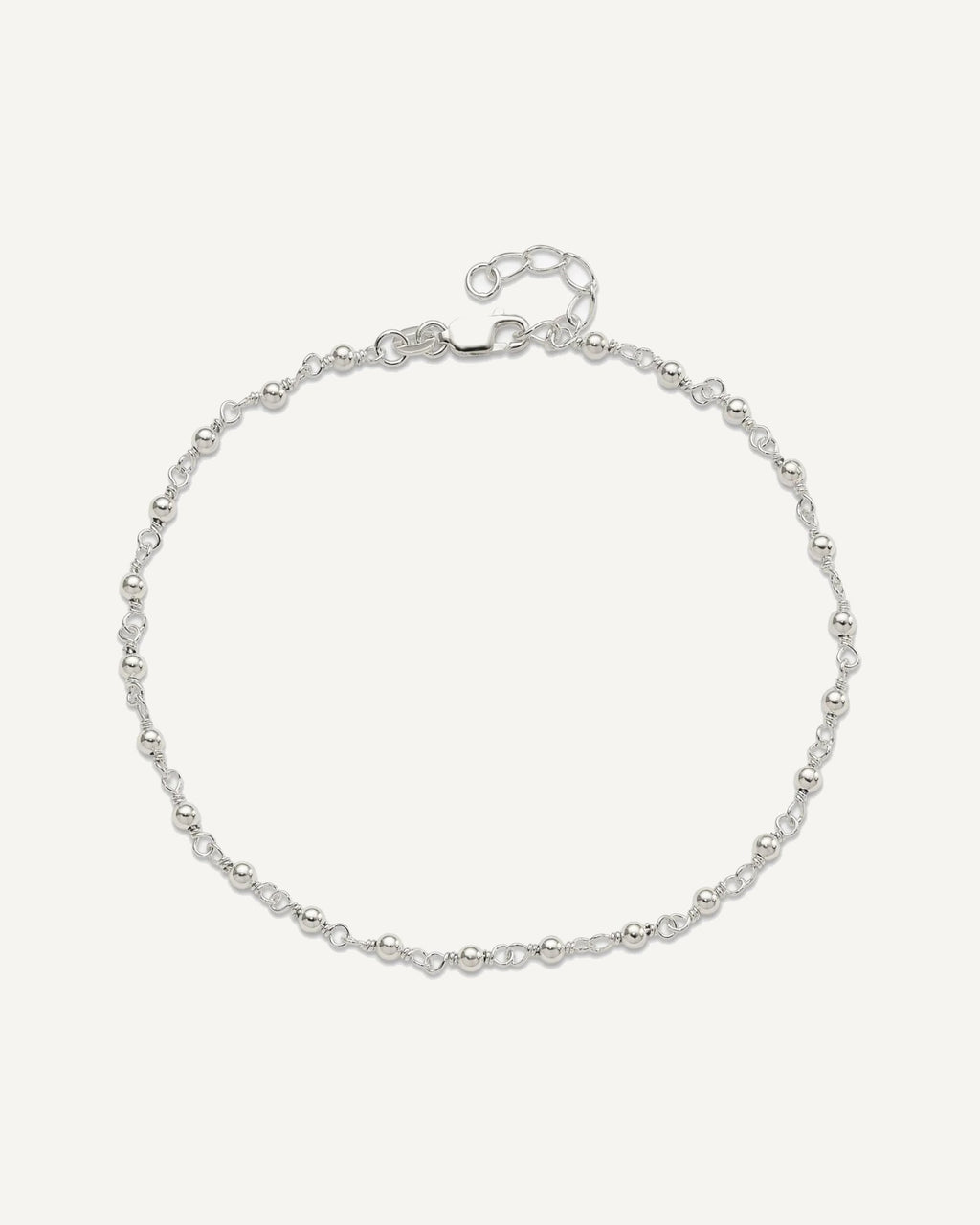 Sterling Silver Beaded 9 inch Plus 1 inch Extender - Total 10 inch Anklet – View 5