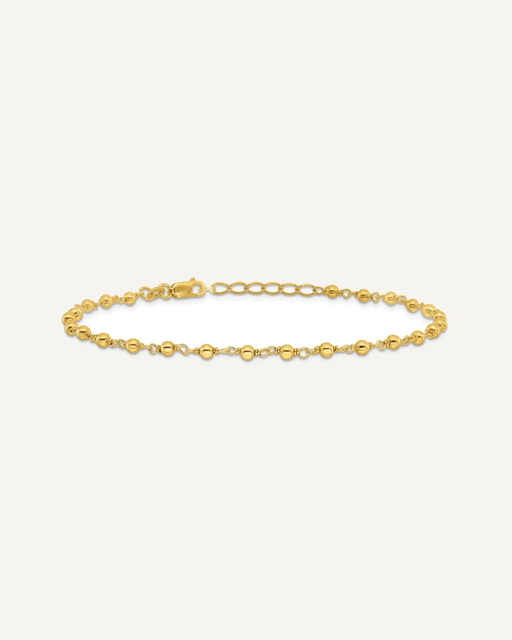 Sterling Silver Gold-tone Beaded 9 inch Plus 1 inch Extender - Total 10 inch Anklet – View 3