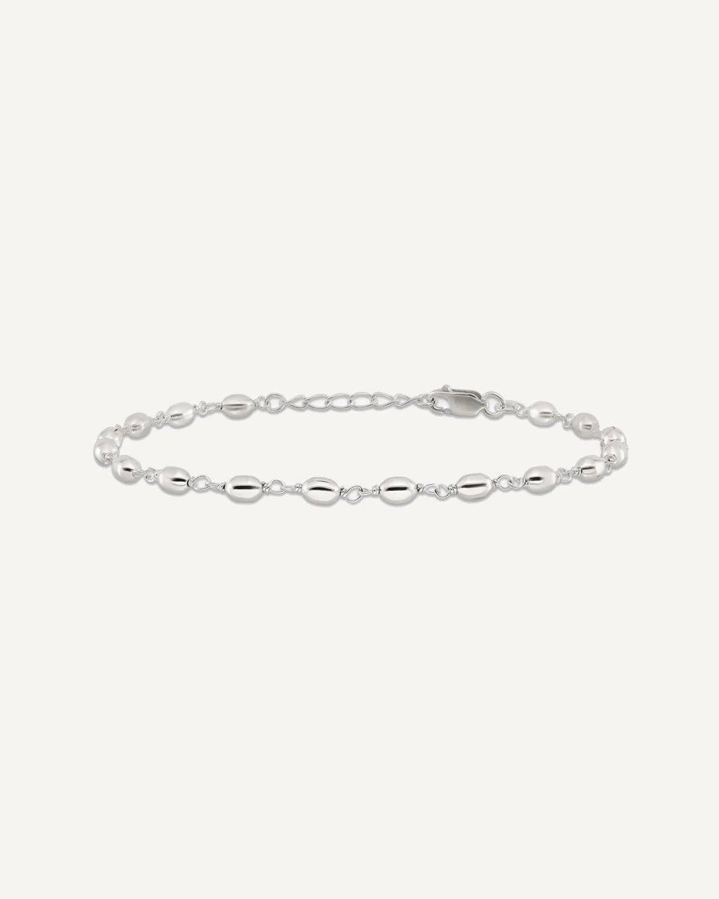 Sterling Silver Fancy Bead Anklet – View 3