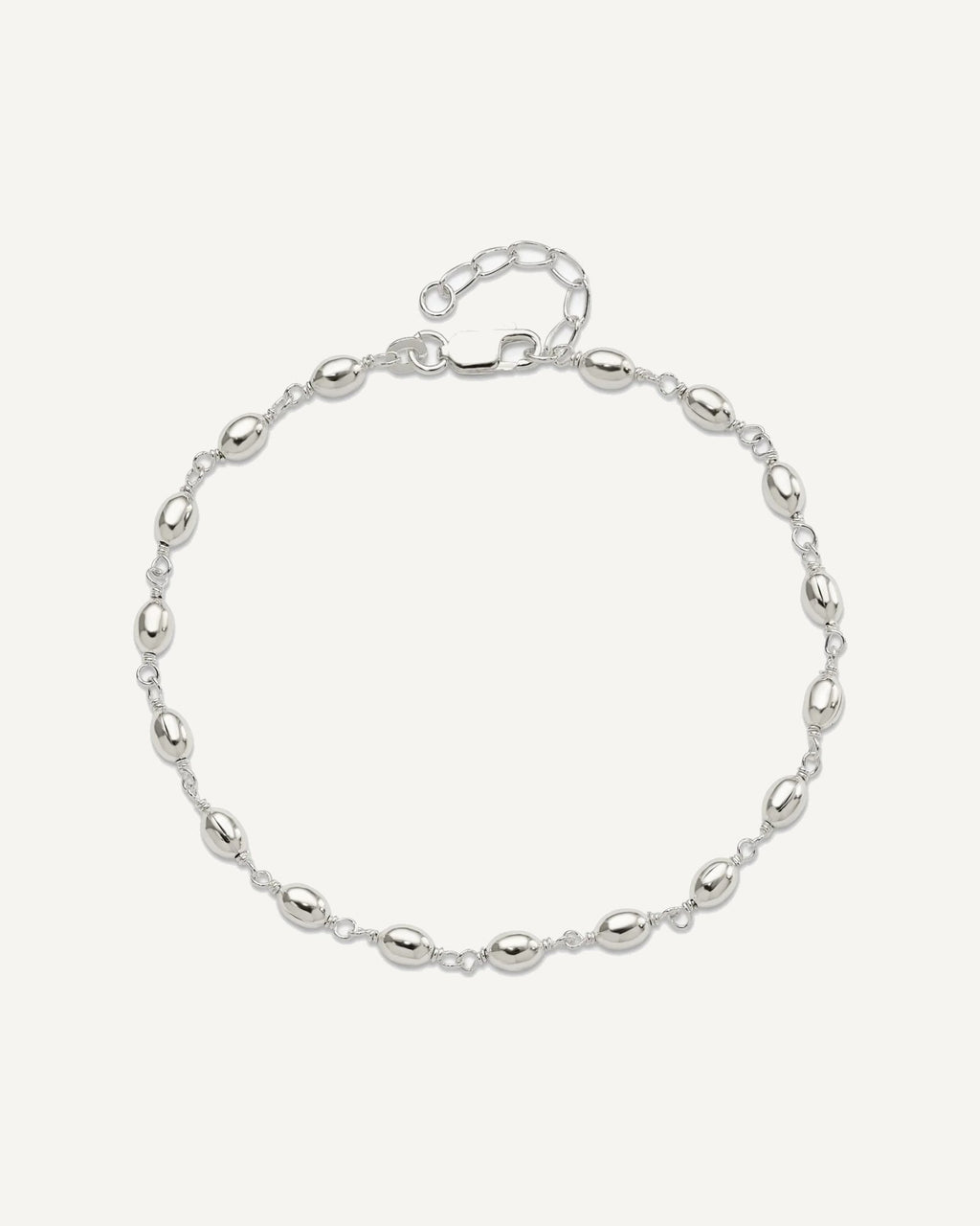 Sterling Silver Fancy Bead Anklet – View 4