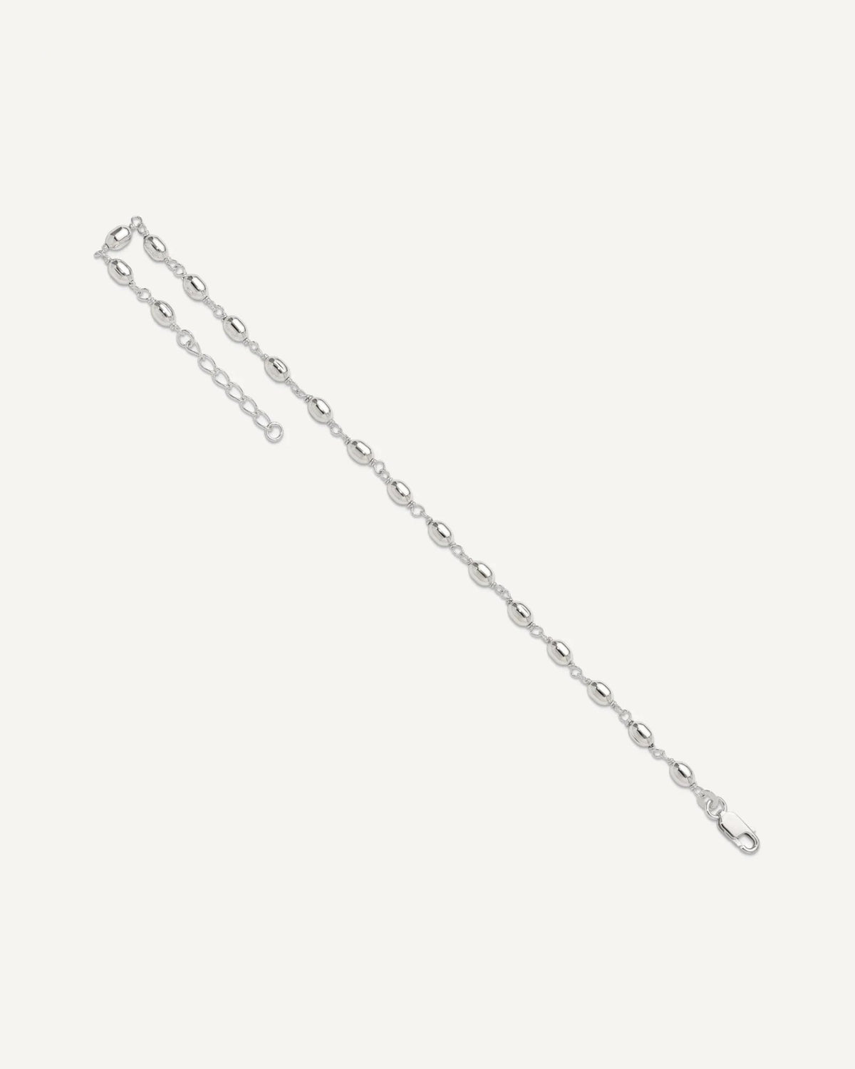 Sterling Silver Fancy Bead Anklet – View 6