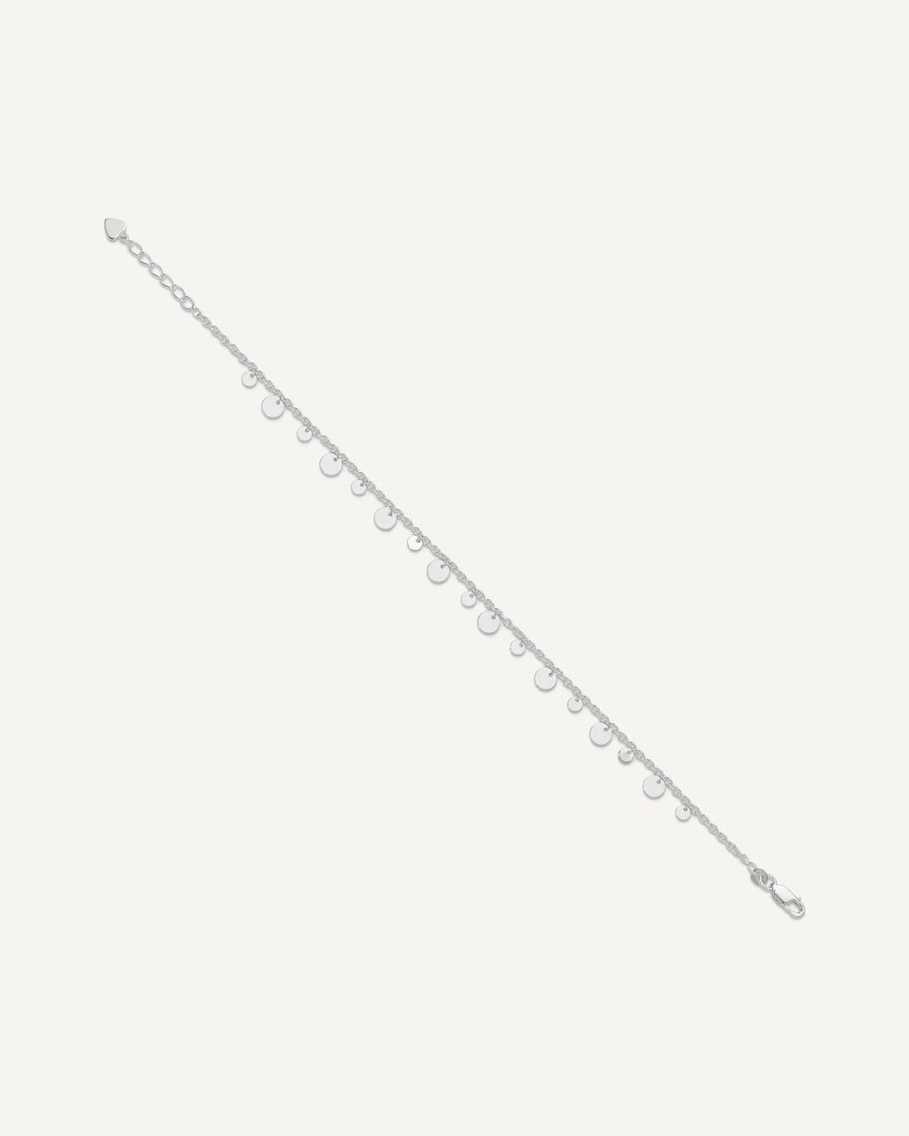 Sterling Silver Circle Disc 9 inch Plus 1 inch Extender - Total 10 inch Anklet – View 2