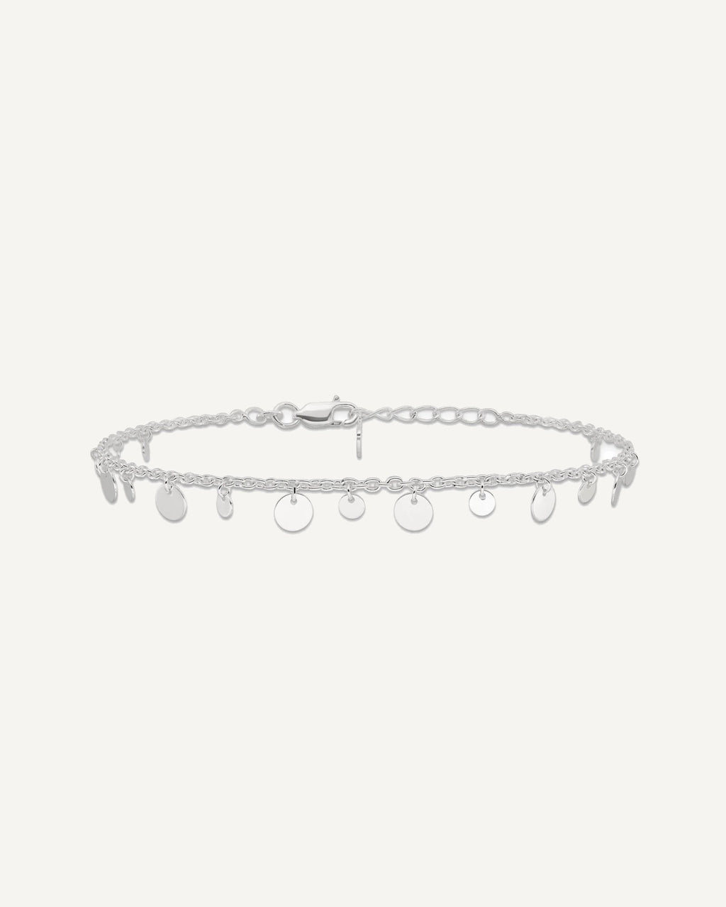 Sterling Silver Circle Disc 9 inch Plus 1 inch Extender - Total 10 inch Anklet – View 4