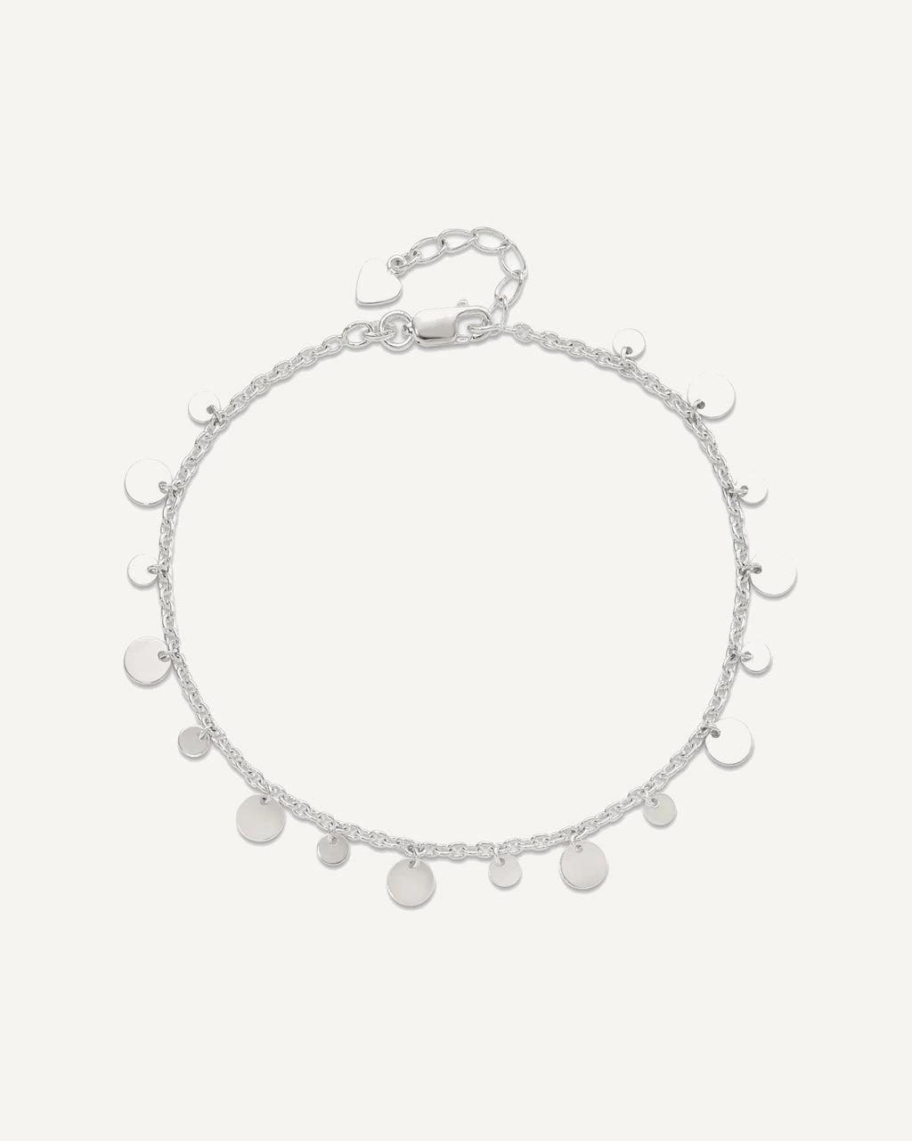 Sterling Silver Circle Disc 9 inch Plus 1 inch Extender - Total 10 inch Anklet – View 5