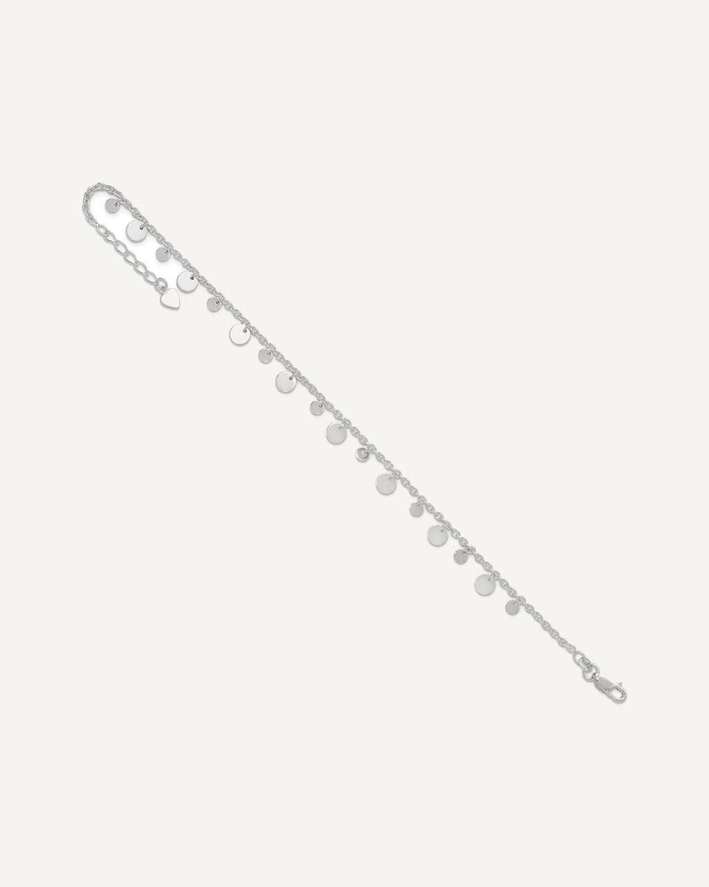 Sterling Silver Circle Disc 9 inch Plus 1 inch Extender - Total 10 inch Anklet – View 6