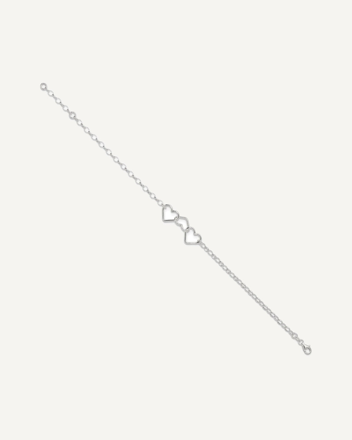 Sterling Silver Interlocking Hearts 8 inch Plus 1 inch Extender - Total 9 inch Anklet – View 2