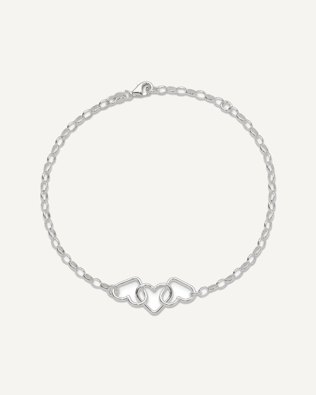 Sterling Silver Interlocking Hearts 8 inch Plus 1 inch Extender - Total 9 inch Anklet – View 5