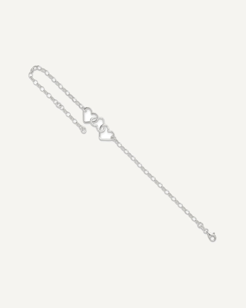 Sterling Silver Interlocking Hearts 8 inch Plus 1 inch Extender - Total 9 inch Anklet – View 7