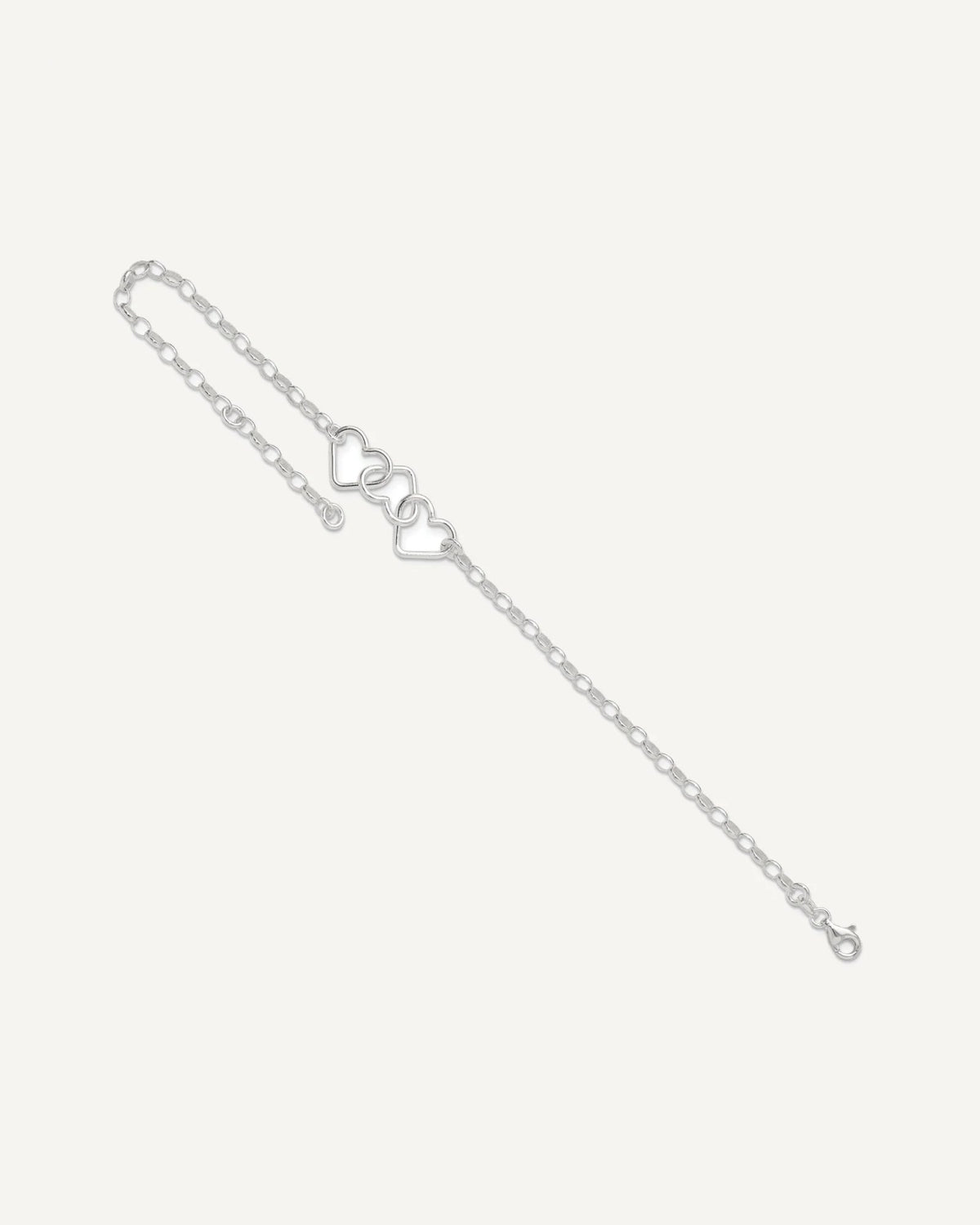 Sterling Silver Interlocking Hearts 8 inch Plus 1 inch Extender - Total 9 inch Anklet – View 7