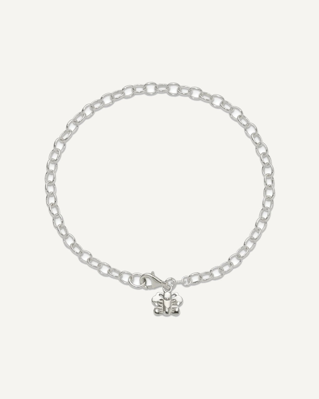 Sterling Silver Small Oval Rolo Link with Butterfly Anklet – View 4