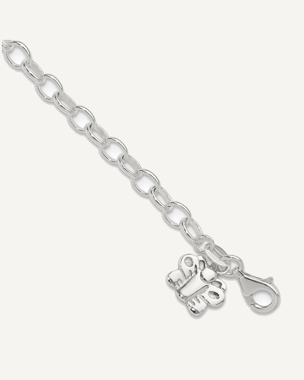 Sterling Silver Small Oval Rolo Link with Butterfly Anklet – View 1