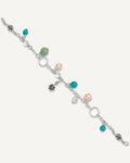 Sterling Silver Turquoise/Clear Bead/FW Cultured Pearl Anklet – View 1