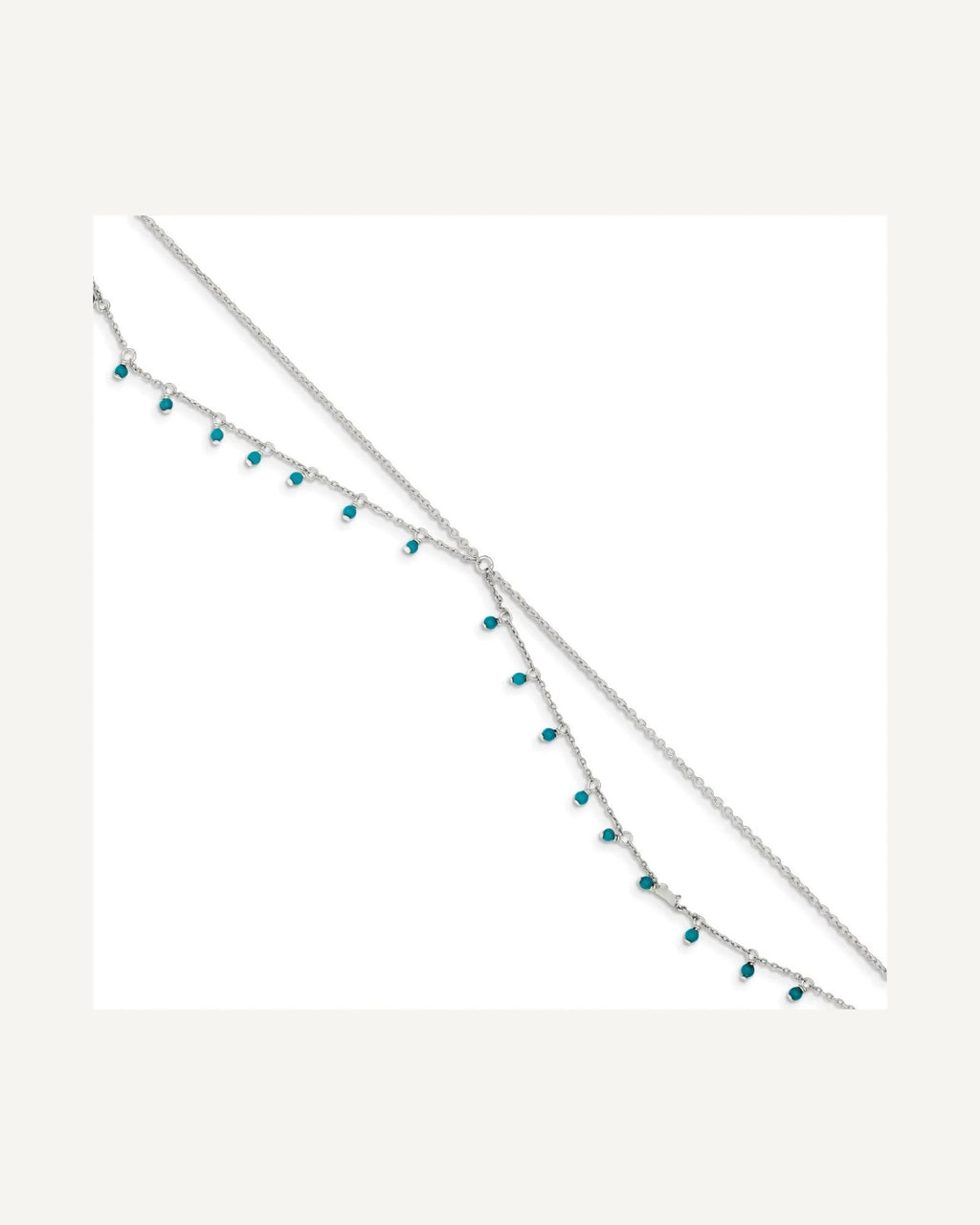 Sterling Silver Turquoise Beads Double Chain Anklet – View 3