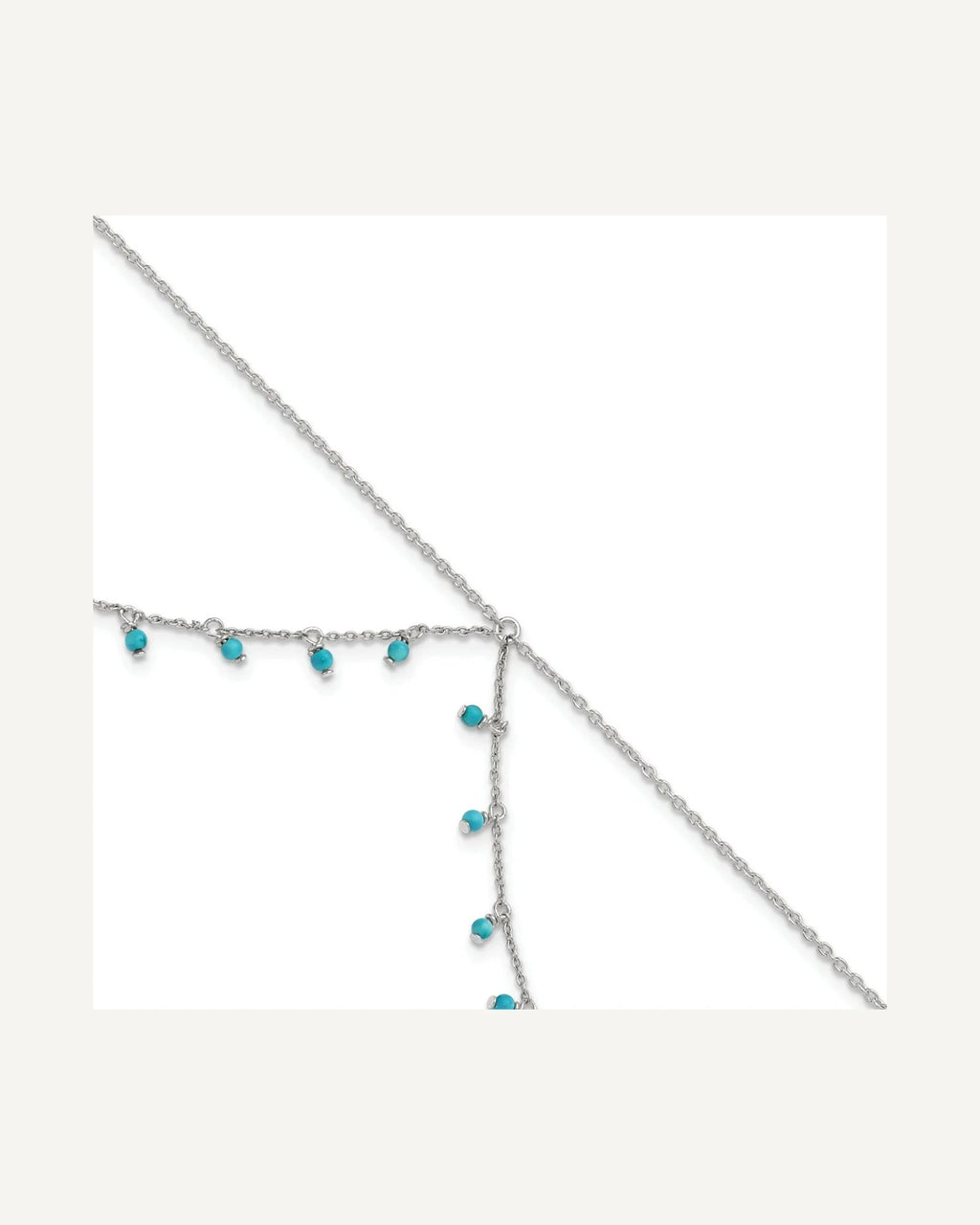 Sterling Silver Turquoise Beads Double Chain Anklet – View 1