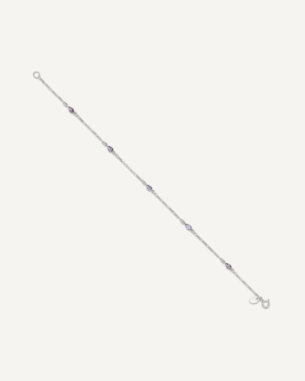 Sterling Silver Purple Glass Anklet – View 3