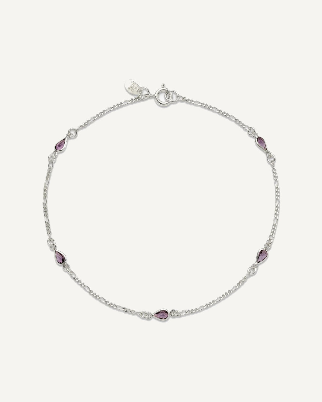 Sterling Silver Purple Glass Anklet – View 5