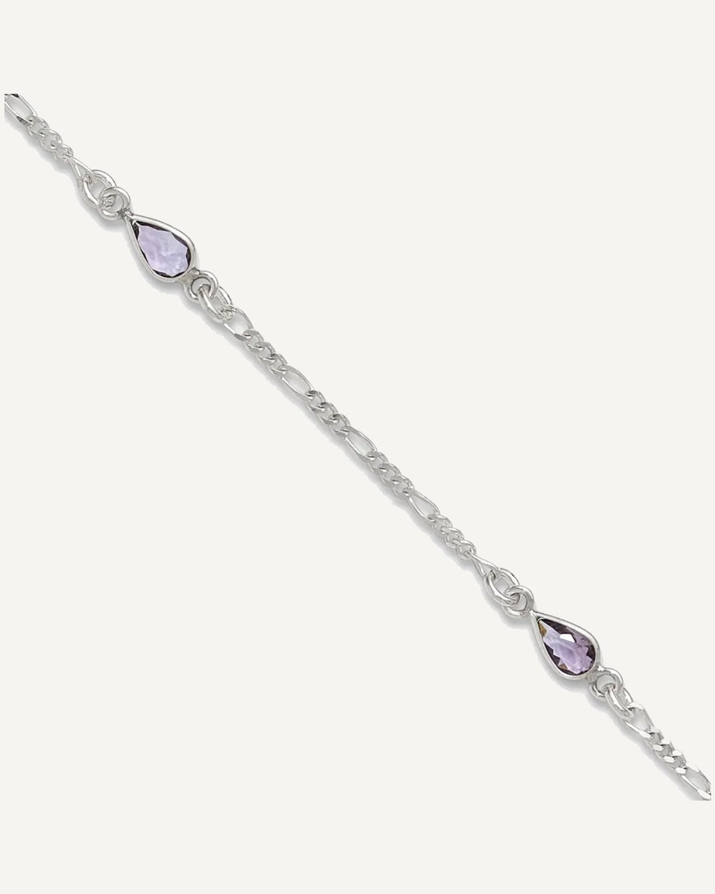 Sterling Silver Purple Glass Anklet – View 1