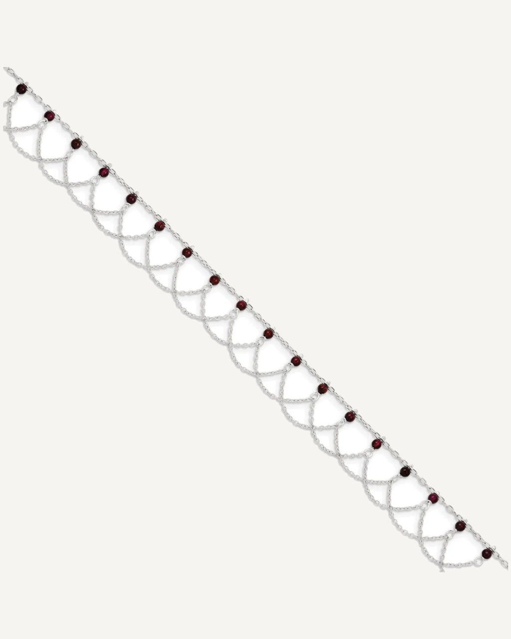 Sterling Silver Rhodolite Garnet Anklet – View 4