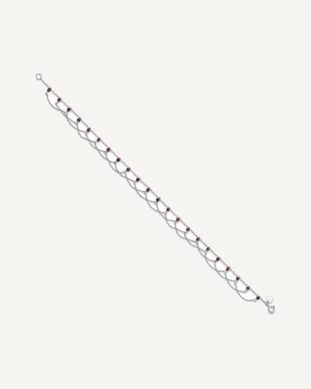 Sterling Silver Rhodolite Garnet Anklet – View 2