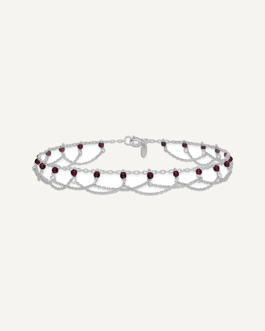 Sterling Silver Rhodolite Garnet Anklet – View 3