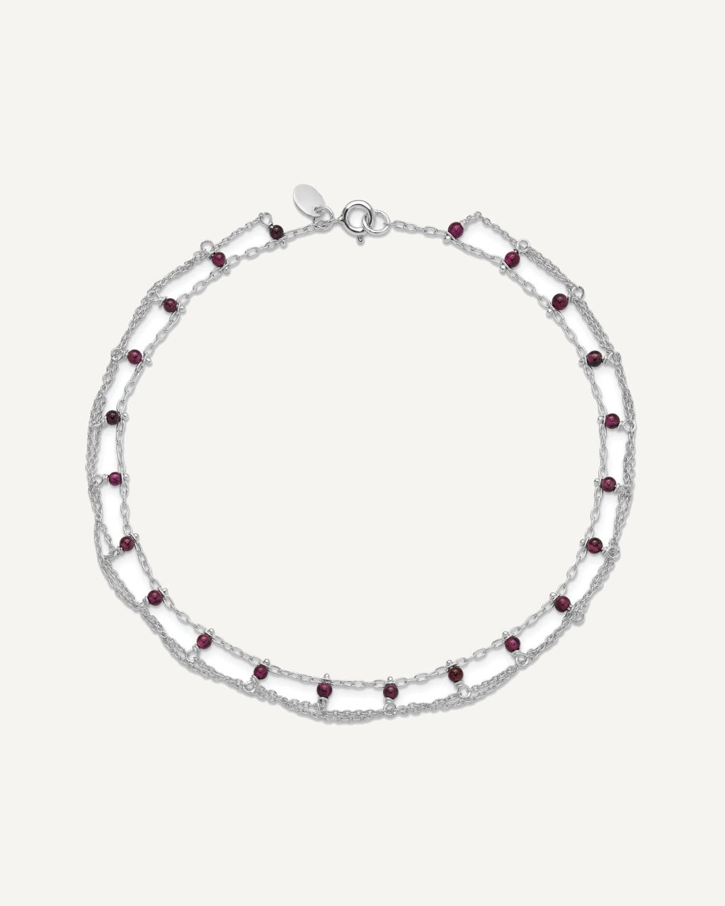Sterling Silver Rhodolite Garnet Anklet – View 6