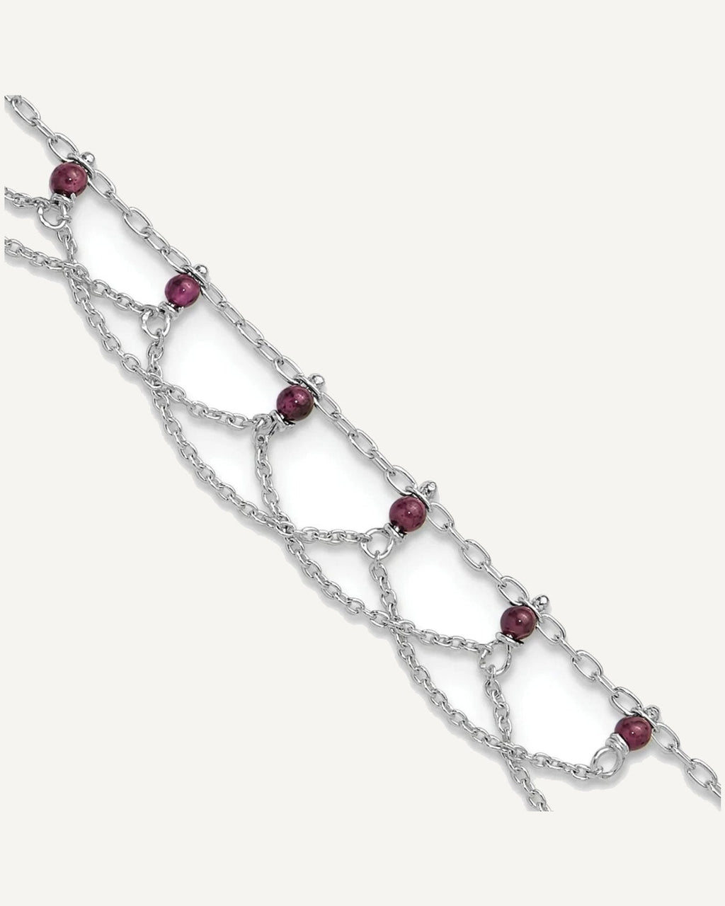 Sterling Silver Rhodolite Garnet Anklet – View 1