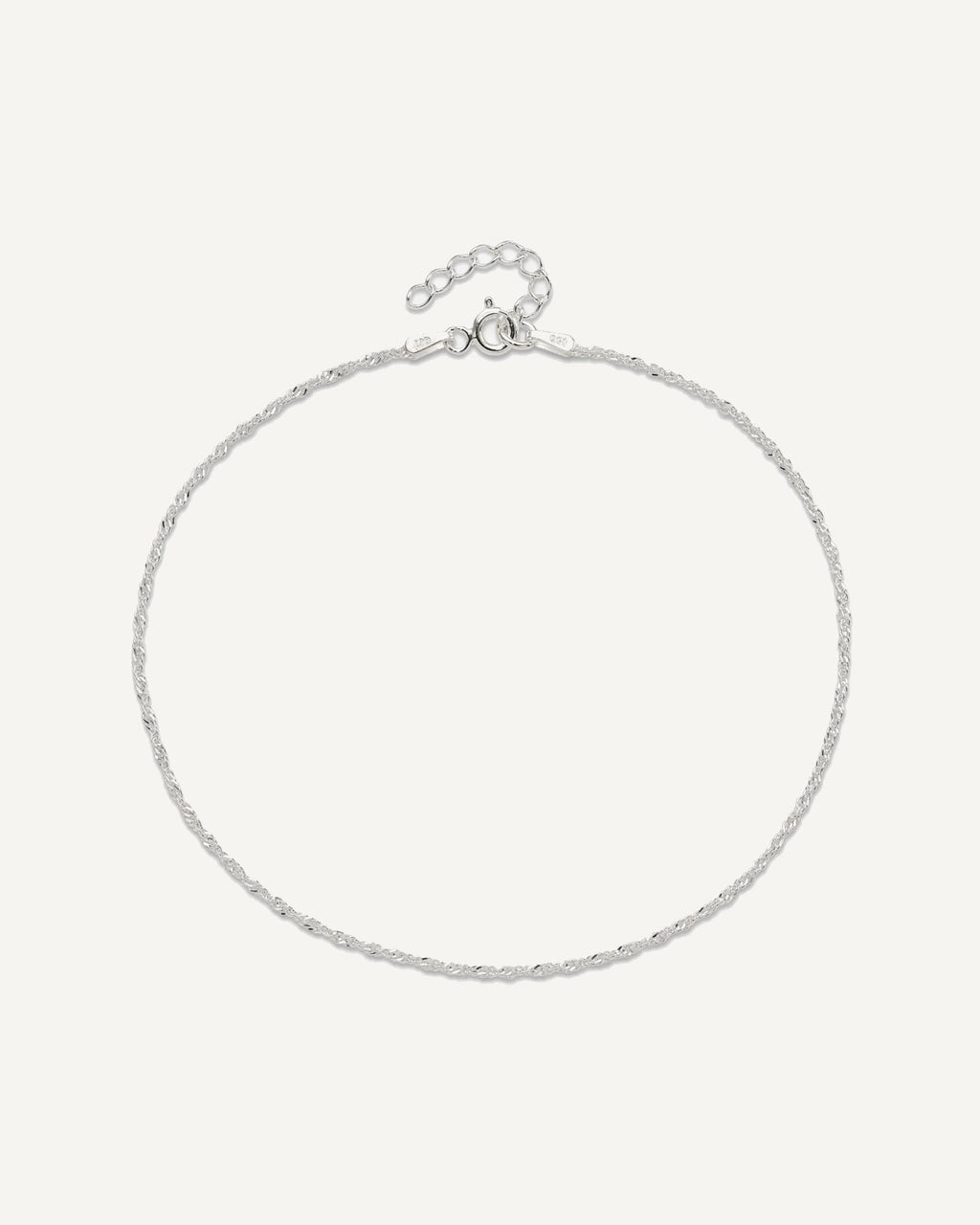 Sterling Silver 1.3mm Singapore Chain 10 inch Plus 1 inch Extender Chain - Total 11 inch Anklet – View 4