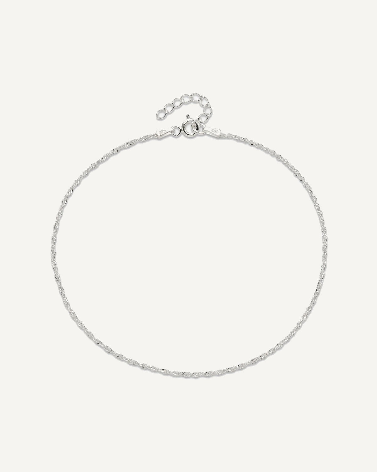 Sterling Silver 1.3mm Singapore Chain 10 inch Plus 1 inch Extender Chain - Total 11 inch Anklet – View 4