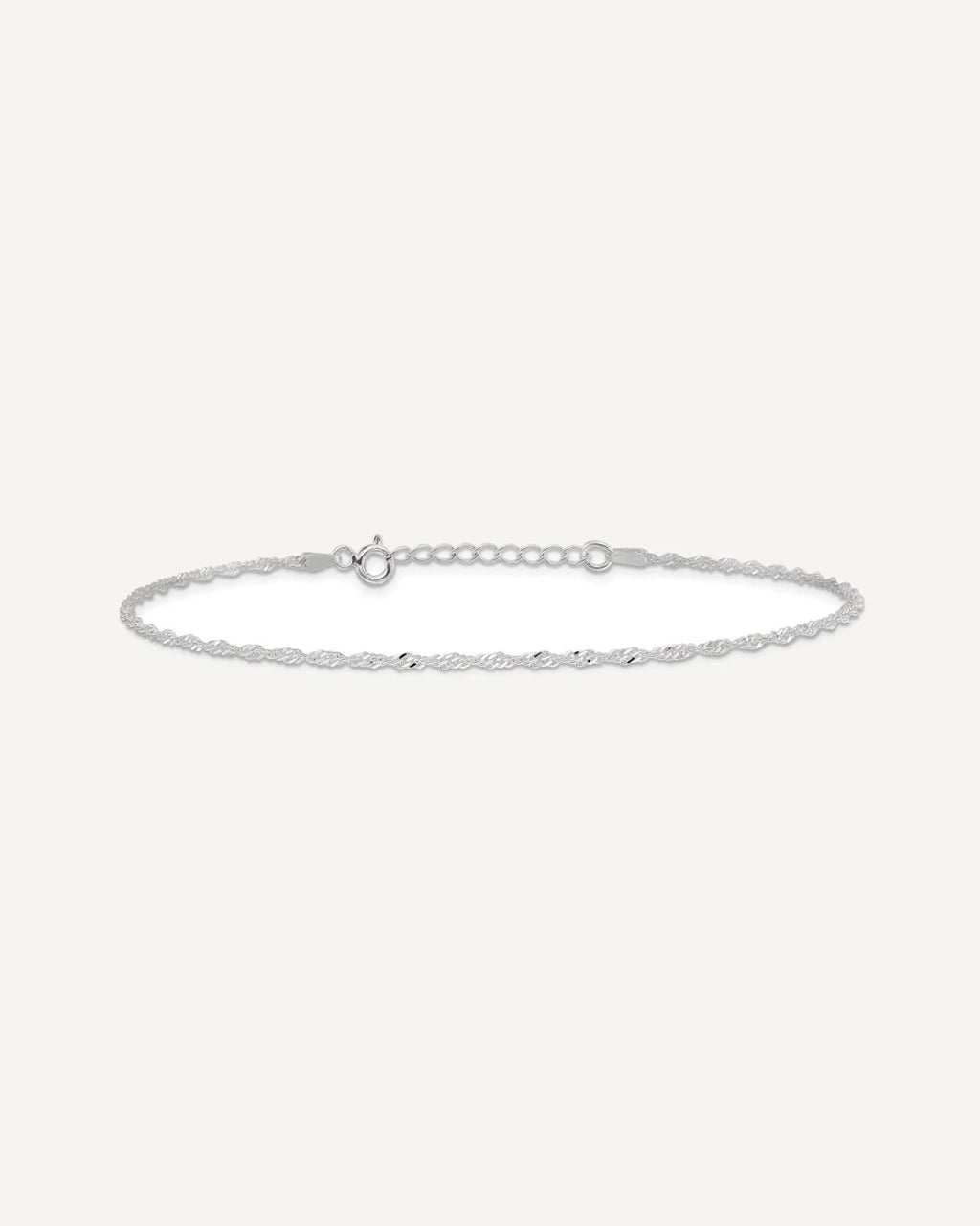 Sterling Silver 1.5mm Singapore Chain 9 inch Plus 1 inch Extender - Total 10 inch Anklet – View 3