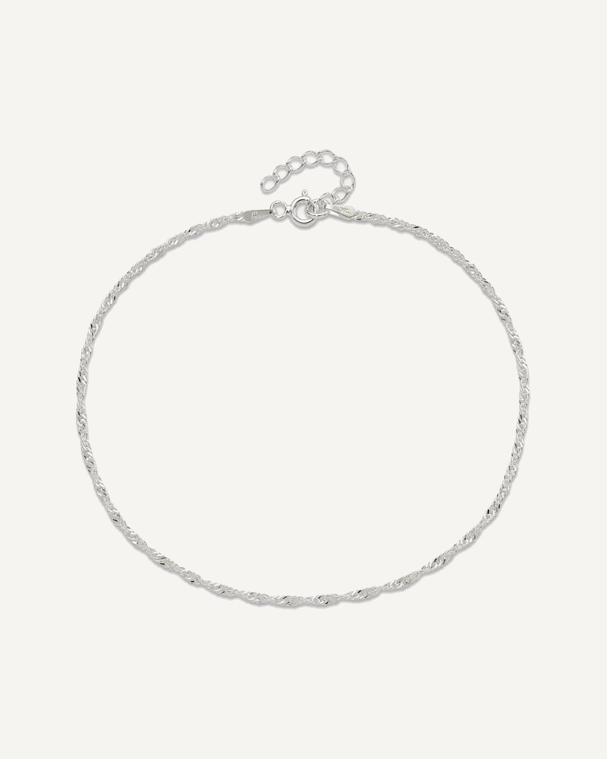 Sterling Silver 1.5mm Singapore Chain 9 inch Plus 1 inch Extender - Total 10 inch Anklet – View 4