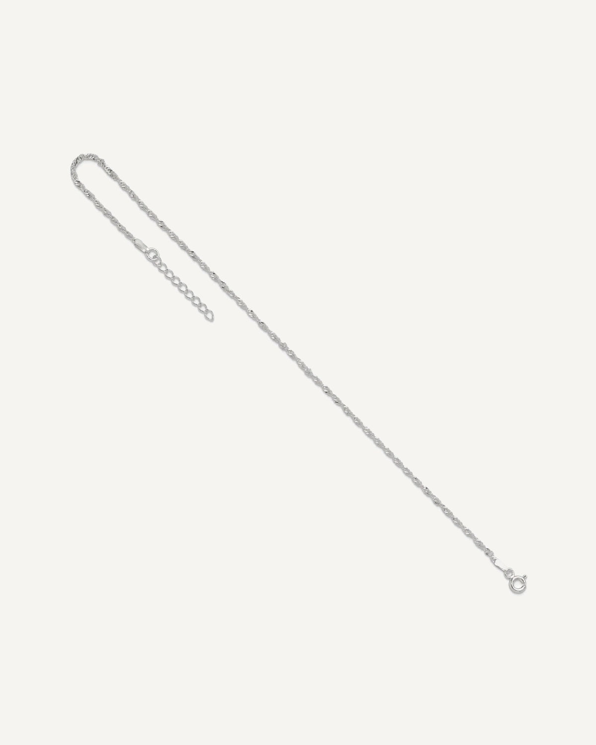 Sterling Silver 1.5mm Singapore Chain 9 inch Plus 1 inch Extender - Total 10 inch Anklet – View 6
