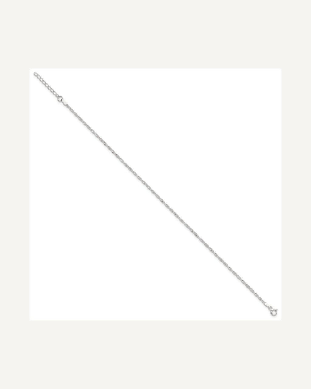 Sterling Silver 1.8mm Singapore Chain 9 inch Plus 1 inch Extender Chain - Total 10 inch Anklet – View 2