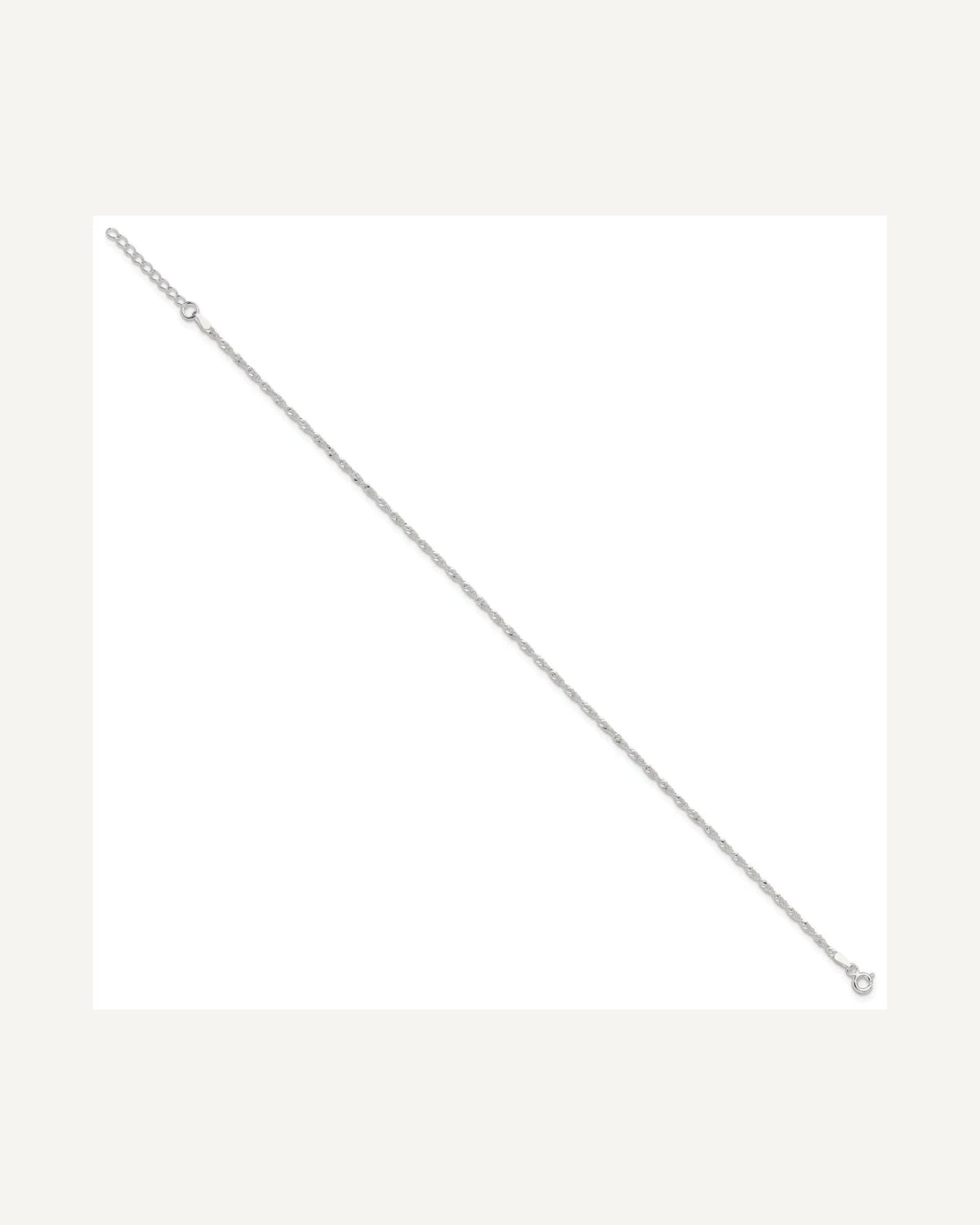 Sterling Silver 1.8mm Singapore Chain 9 inch Plus 1 inch Extender Chain - Total 10 inch Anklet – View 2