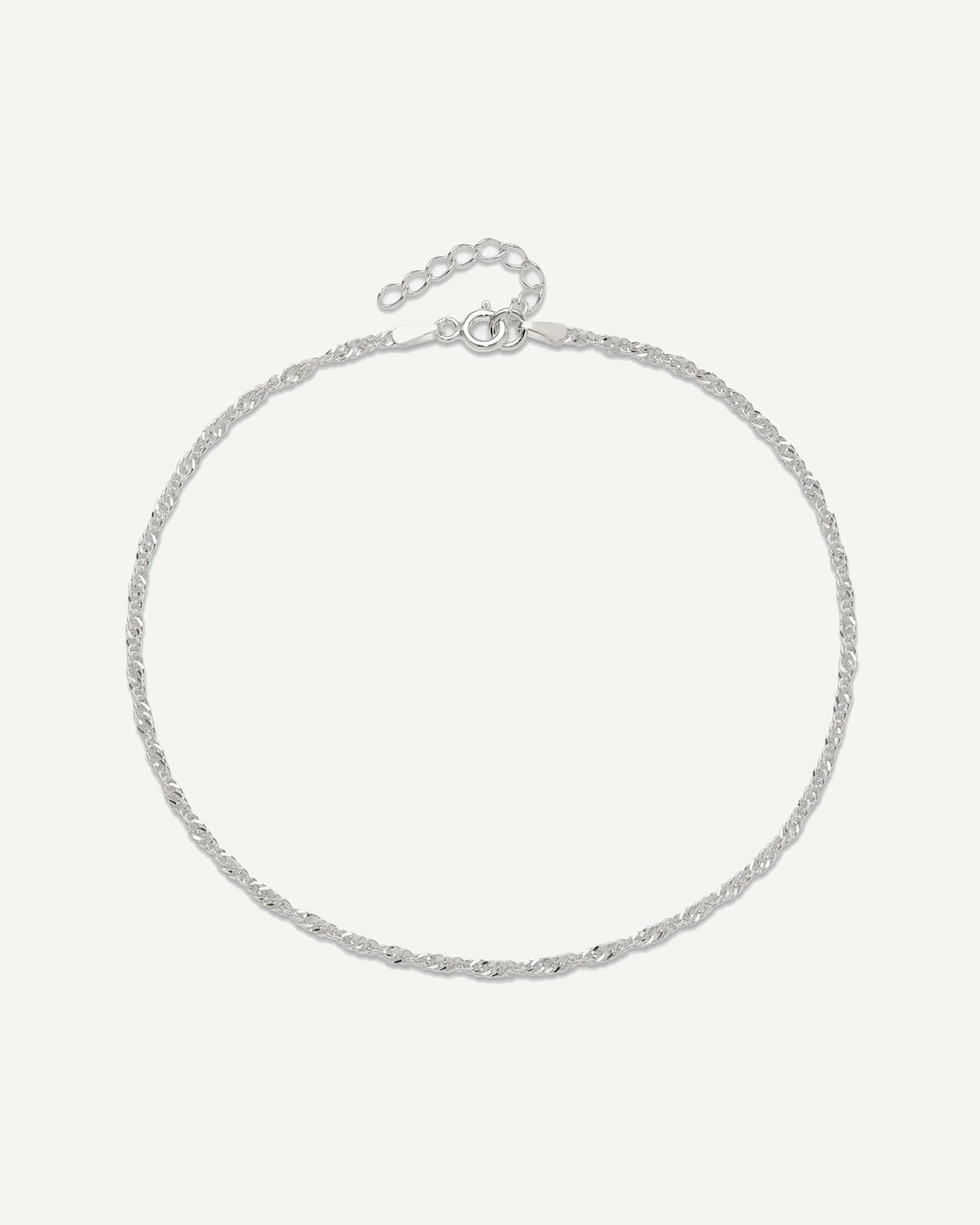 Sterling Silver 1.8mm Singapore Chain 9 inch Plus 1 inch Extender Chain - Total 10 inch Anklet – View 5