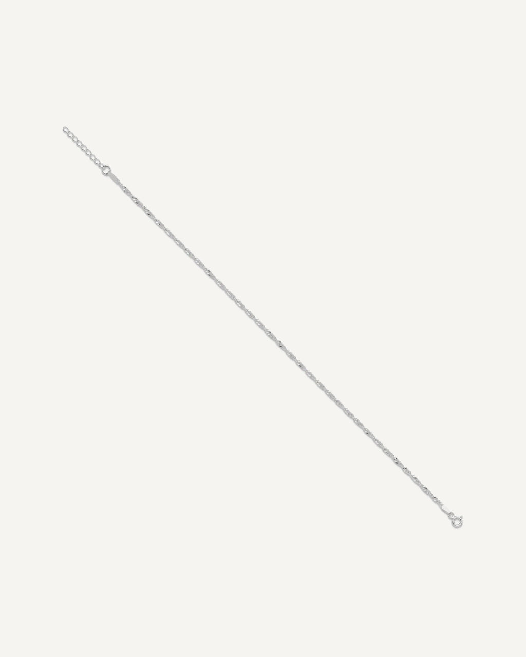 Sterling Silver 2mm Singapore Chain 9 inch Plus 1 inch Extender Chain - Total 10 inch Anklet – View 2