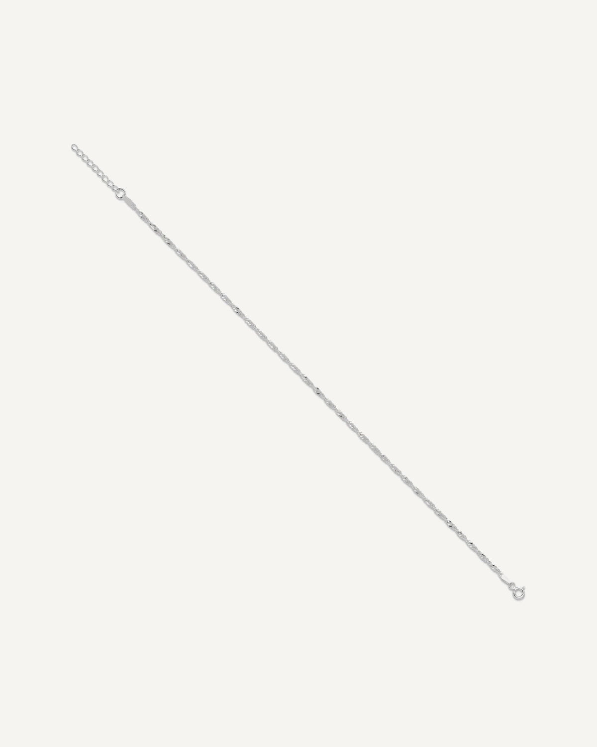 Sterling Silver 2mm Singapore Chain 9 inch Plus 1 inch Extender Chain - Total 10 inch Anklet – View 2