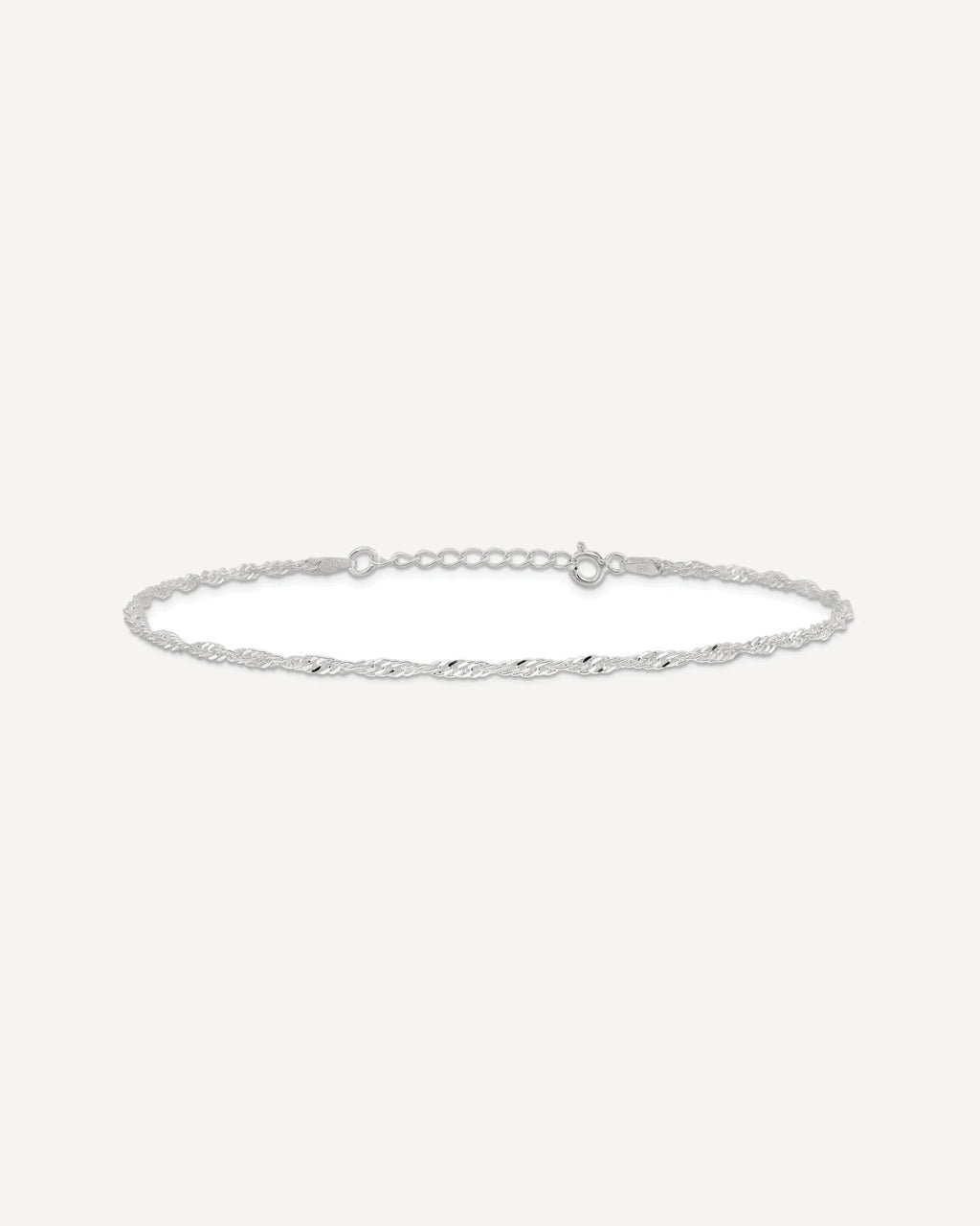Sterling Silver 2mm Singapore Chain 9 inch Plus 1 inch Extender Chain - Total 10 inch Anklet – View 4