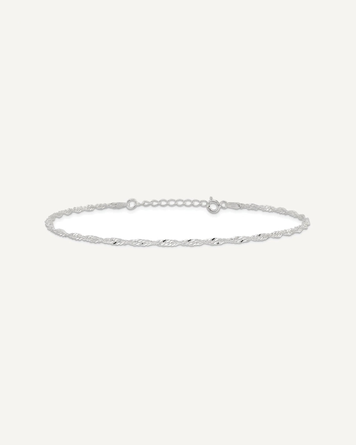 Sterling Silver 2mm Singapore Chain 9 inch Plus 1 inch Extender Chain - Total 10 inch Anklet – View 4