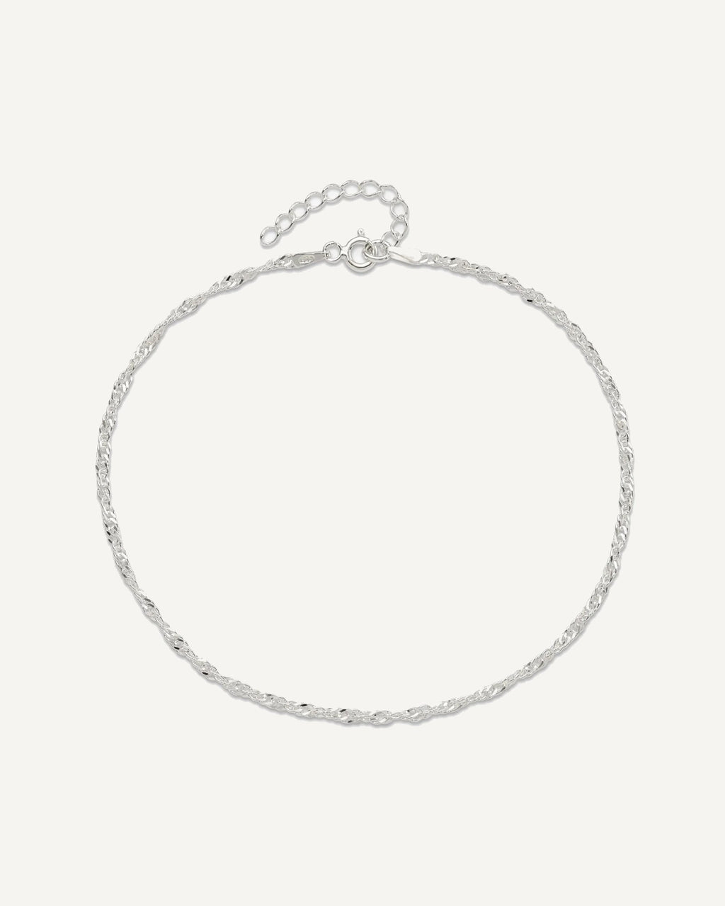 Sterling Silver 2mm Singapore Chain 9 inch Plus 1 inch Extender Chain - Total 10 inch Anklet – View 5
