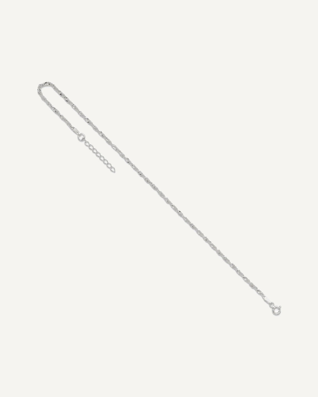 Sterling Silver 2mm Singapore Chain 9 inch Plus 1 inch Extender Chain - Total 10 inch Anklet – View 6