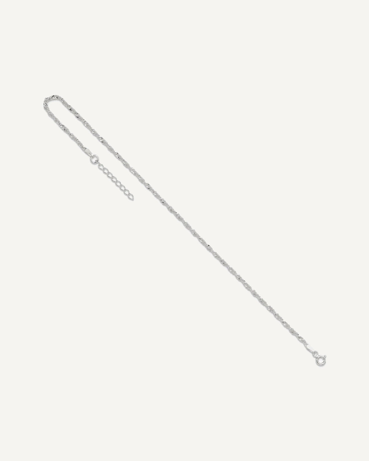 Sterling Silver 2mm Singapore Chain 9 inch Plus 1 inch Extender Chain - Total 10 inch Anklet – View 6