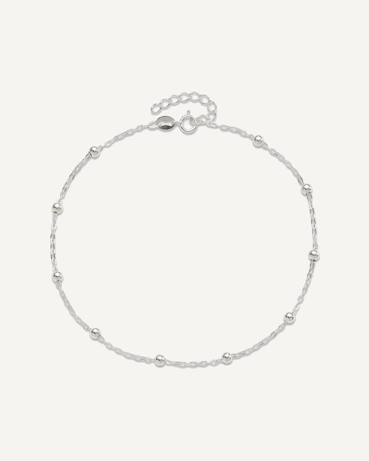 Sterling Silver 1mm Beaded Chain 9 inch Plus 1 inch Extender - Total 10 inch Anklet – View 5