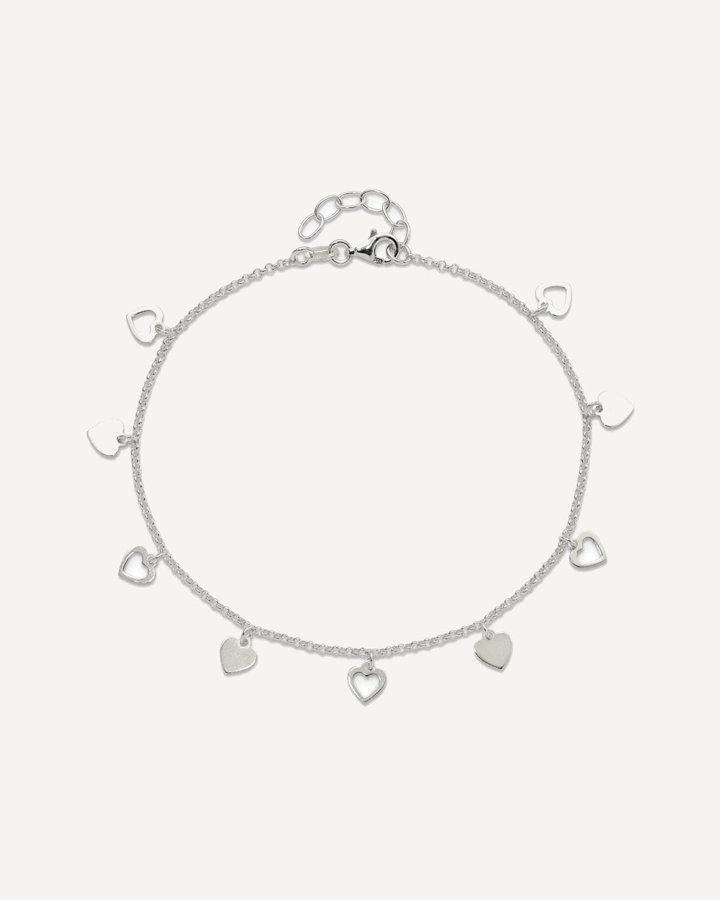 Sterling Silver Double Heart 9 inch Plus 1 inch Extender - Total 10 inch Anklet – View 5