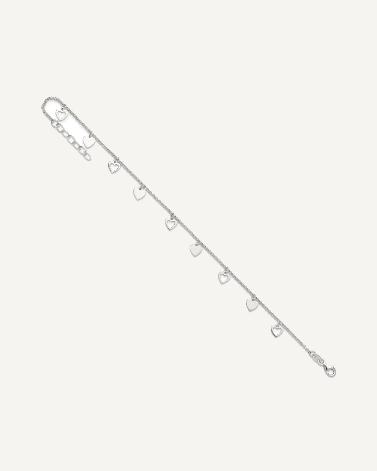 Sterling Silver Double Heart 9 inch Plus 1 inch Extender - Total 10 inch Anklet – View 7