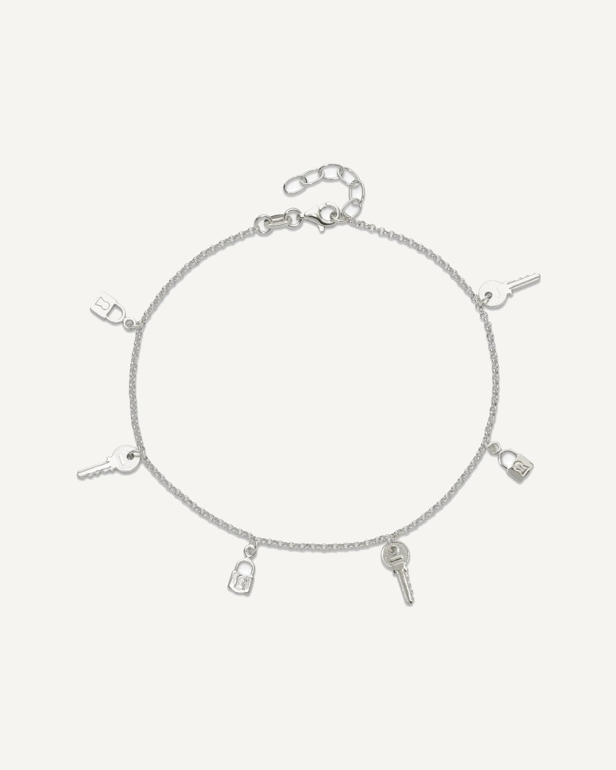 Sterling Silver Lock and Key 9 inch Plus 1 inch Extender - Total 10 inch Anklet – View 4