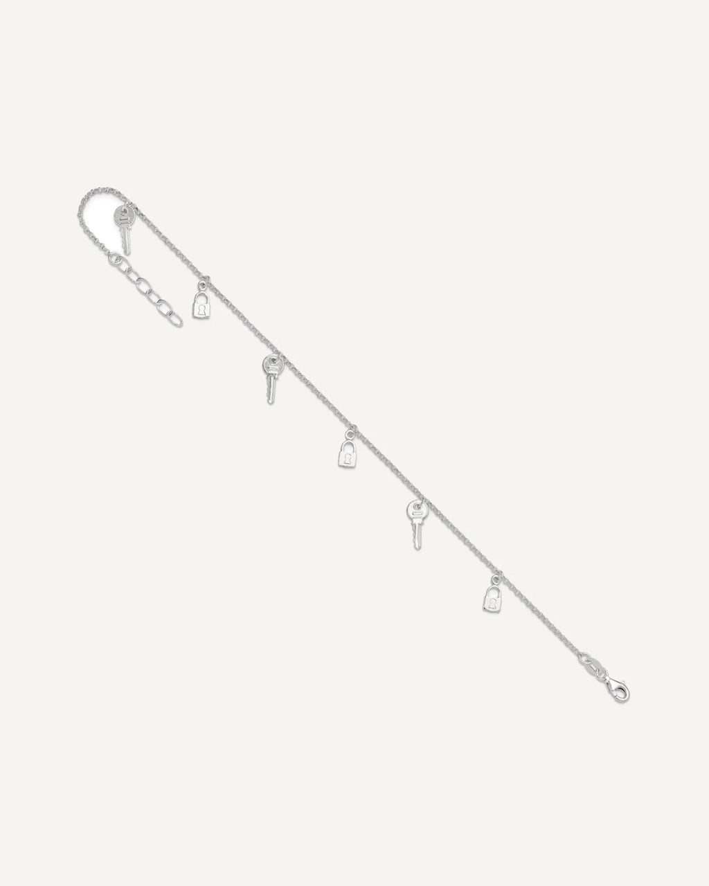 Sterling Silver Lock and Key 9 inch Plus 1 inch Extender - Total 10 inch Anklet – View 7
