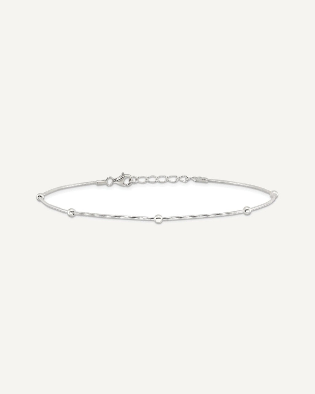 Sterling Silver Beads 5-Station 9 inch Plus 1.5 inch Extender - Total 10.5 inch Anklet – View 4