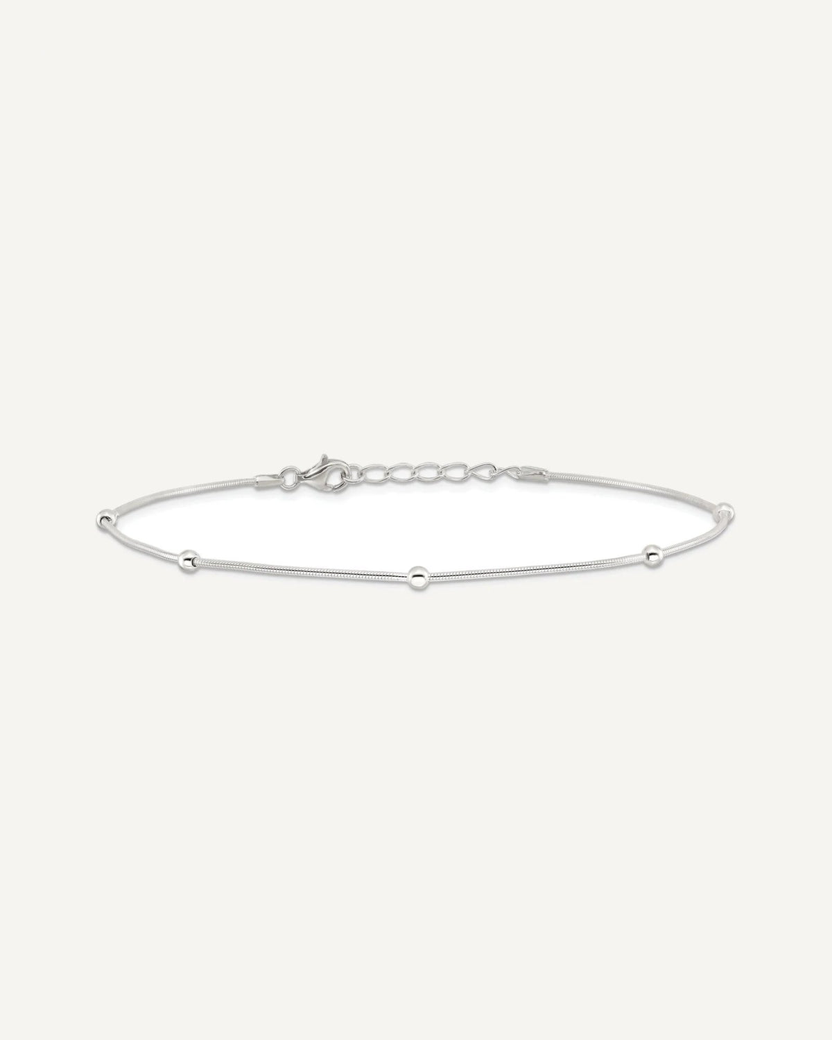 Sterling Silver Beads 5-Station 9 inch Plus 1.5 inch Extender - Total 10.5 inch Anklet – View 4